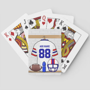 Persoonlijk White Blue Football Jersey Pokerkaarten