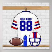 Persoonlijk White Blue Football Jersey Poster (Voorkant)