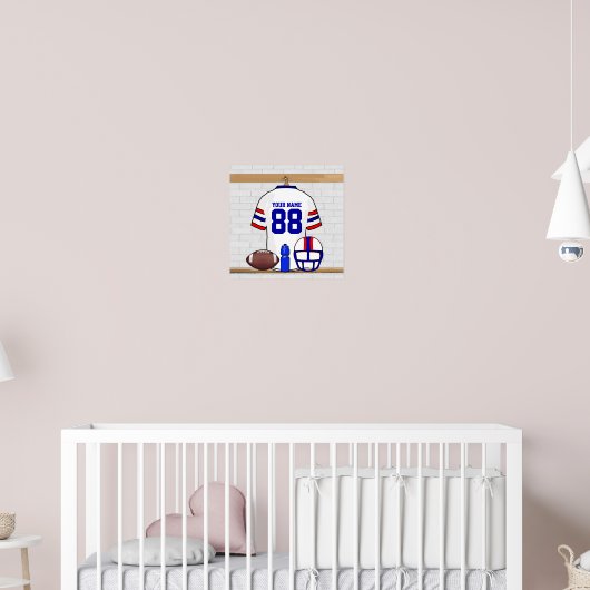 Persoonlijk White Blue Football Jersey Poster (Kinderkamer 2)