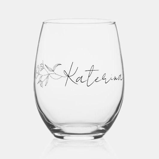 Persoonlijk wijn glas zonder steel Elegante bloemm (Voorkant)
