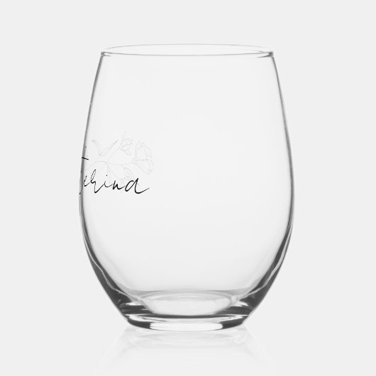 Persoonlijk wijn glas zonder steel Elegante bloemm (Links)