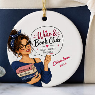 Persoonlijk wijnboekclub-ornament cadeau keramisch ornament