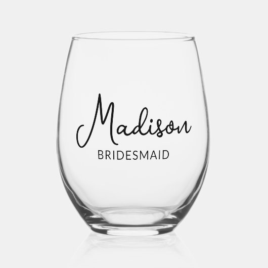 Persoonlijk wijnglas bruidsmeisje wijnglas zonder voet (Voorkant)