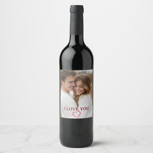 Persoonlijk wijnlabel met foto voor Valentijnsdag Wijn Etiket (Voorkant)