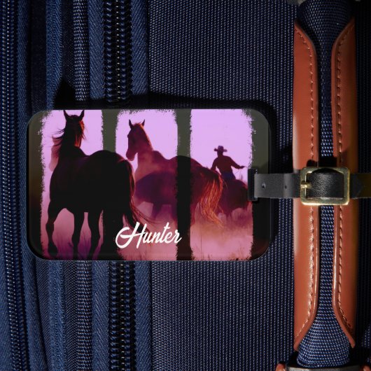 Persoonlijk Wild Horse Roundup Triptych Bagagelabel (Voorkant Insitu 4)