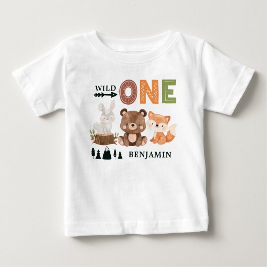 Persoonlijk WILD ONE Woodland First Birthday Bab (Voorkant)
