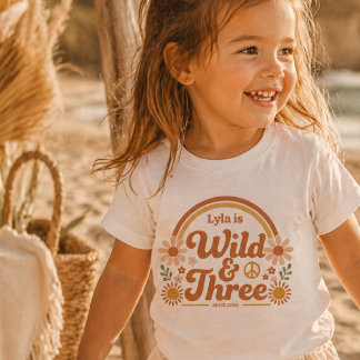 Persoonlijk Wild Three Verjaardag Shirt Meisje Ret