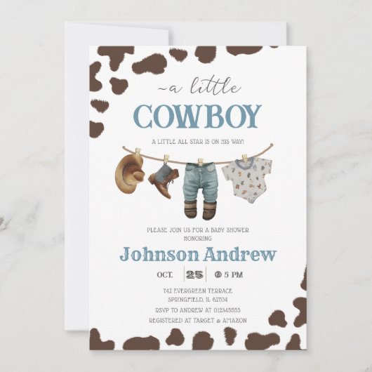 Persoonlijk Wild West Baby shower Kaart (Voorkant)
