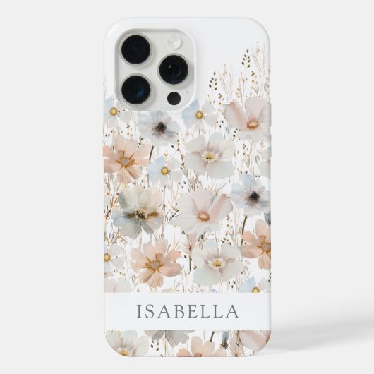 Persoonlijk Wildflower-patroon iPhone Hoesje (Achterkant)