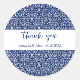 Persoonlijk William Morris blauw bloempatroon Ronde Sticker