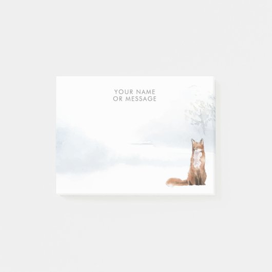 Persoonlijk winter boslandschap vos post-it® notes (Voorkant)