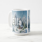 Persoonlijk Winter Kerstbos   Koffiemok (Voorkant links)