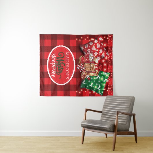 Persoonlijk winter-slaapfeest wandkleed (In Situ (horizontaal))