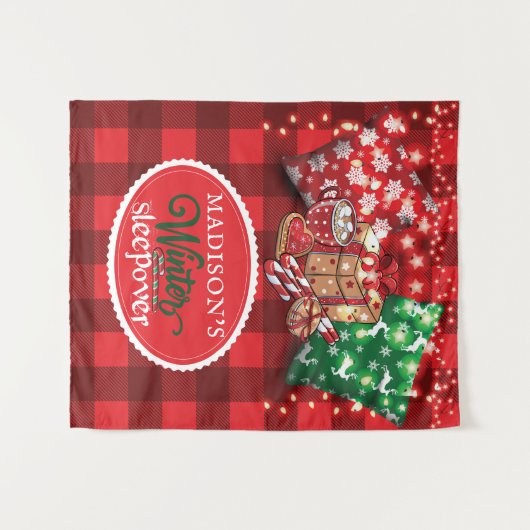 Persoonlijk Winter Slapfeest Wandkleed (Voorkant (horizontaal))