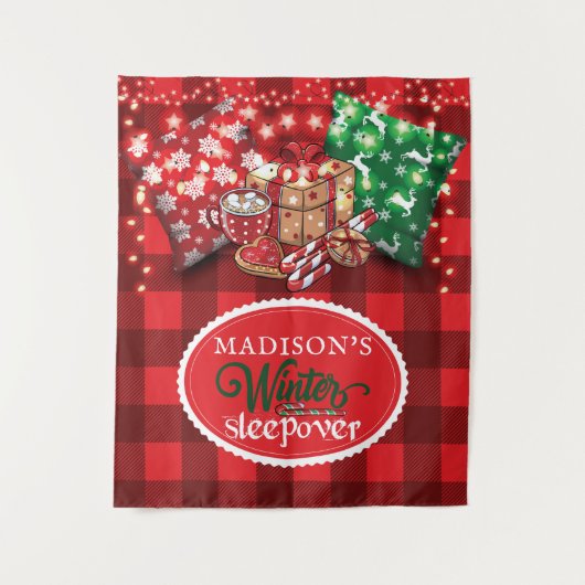 Persoonlijk Winter Slapoverfeest Wandkleed (Voorkant)