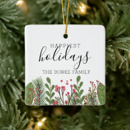 Persoonlijk Wintergroenblad Keramisch Ornament