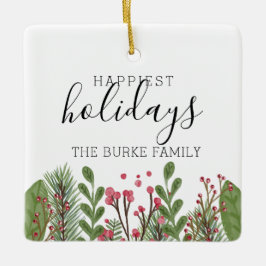 Persoonlijk Wintergroenblad Keramisch Ornament