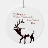 Persoonlijk winterWonder Elk Kerstfeest Keramisch Ornament (Achterkant)