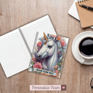 Persoonlijk wit eenhoorn portret notitieboek