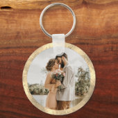 Persoonlijk Wit en Goud - Minimale bruiloft Sleutelhanger (Achterkant)