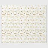 Persoonlijk wit en gouden monogram trouwfeest cadeaupapier (Vlak)