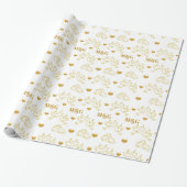 Persoonlijk wit en gouden monogram trouwfeest cadeaupapier (Uitgerold)