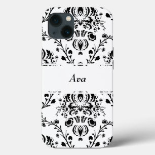 Persoonlijk wit en zwart damast Case-Mate iPhone case