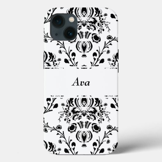 Persoonlijk wit en zwart damast Case-Mate iPhone case (Achterkant)
