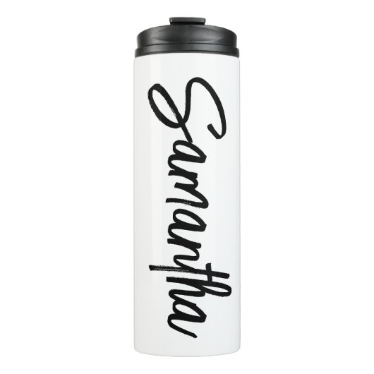 Persoonlijk wit en zwart penseelschrift thermosbeker (Voorkant)