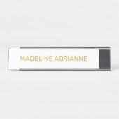 Persoonlijk wit & goud modern bureau naambordje (Voorkant)