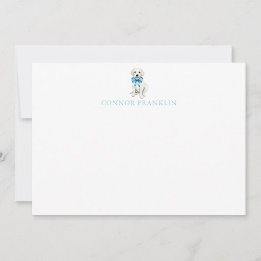 Persoonlijk wit lab geruite babyjongen briefpapier notitiekaartje (Voorkant)
