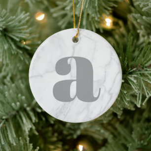 Persoonlijk wit marmeren monogram keramisch ornament