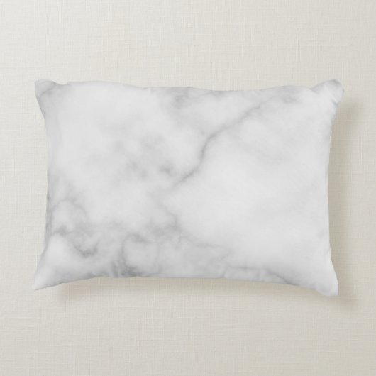 Persoonlijk wit marmeren script monogram en naam accent kussen (Achterkant)