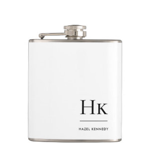 Persoonlijk wit monogram heupfles
