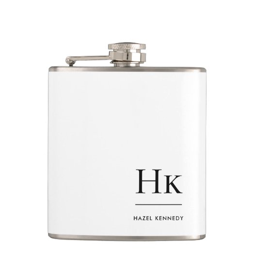 Persoonlijk wit monogram heupfles (Voorkant)