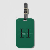 Persoonlijk wit monogram script naam aangepast bagagelabel (Voorkant (verticaal))