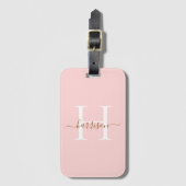 Persoonlijk wit monogram script naam aangepast bagagelabel (Voorkant (verticaal))