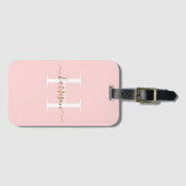 Persoonlijk wit monogram script naam aangepast bagagelabel (Voorkant (horizontaal))