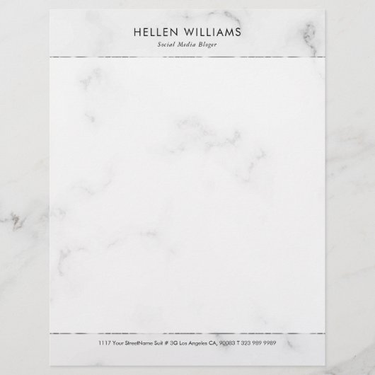 Persoonlijk wit namaakmarmer Zilver Accent Briefhoofd (Voorkant)