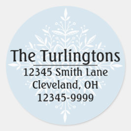 Persoonlijk Wit Snowflake Return-adreslabel Ronde Sticker