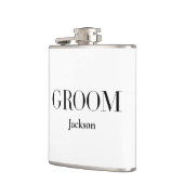 Persoonlijk wit zwart modern eenvoudig bruidspaar heupfles (Links)