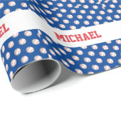 Persoonlijk witte honkbal met rode stiksels cadeaupapier (Rol Hoek)