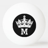 Persoonlijk Witte Kroon Monogram Pingpongbal (Voorkant)