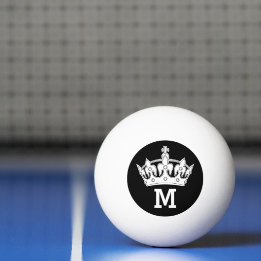 Persoonlijk Witte Kroon Monogram Pingpongbal (Net)