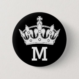 Persoonlijk Witte Kroon Monogram Ronde Button 5,7 Cm