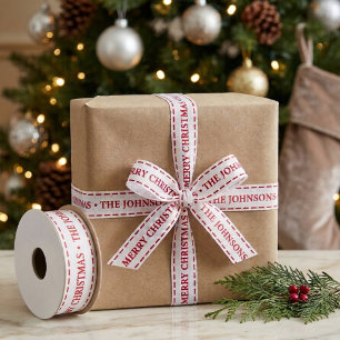 Persoonlijk Witte Rode Prettig Kerstfeest Grosgrain Lint