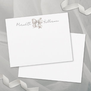 Persoonlijk Witte Strik Monogram Notitiekaartje