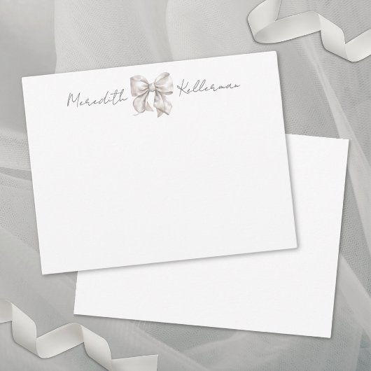 Persoonlijk Witte Strik Monogram Notitiekaartje