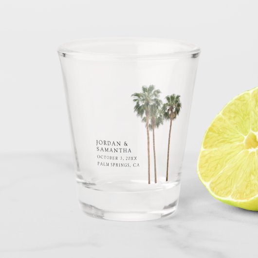 Persoonlijk Woestijn Bruilofts Cadeau Retro Palmbo Shot Glas (Voorkant)