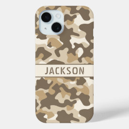 Persoonlijk Woestijncamouflage iPhone 15 Case
